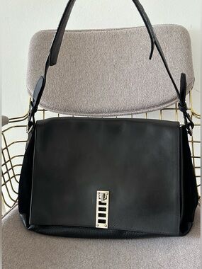 Proenza Schouler elliot Black Leather Shoulder Bag with Silver Hardware